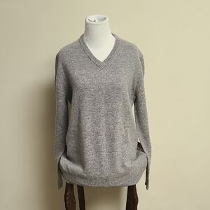 Gray V-Neck Men's Sweater
